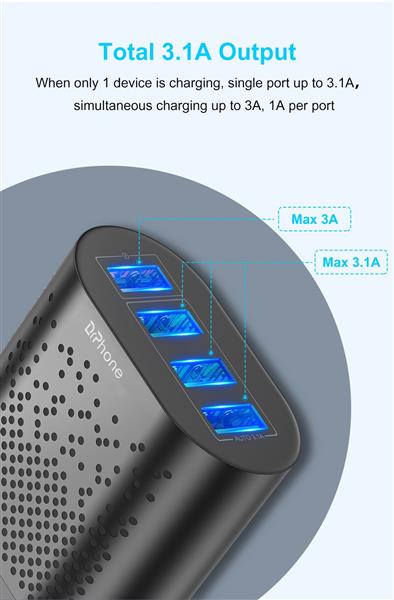 Grote foto drphone halo2 snel lader thuislader 4 poorten 48w lader usb 3.1a qc 3.0 tablet smartphone telecommunicatie opladers en autoladers
