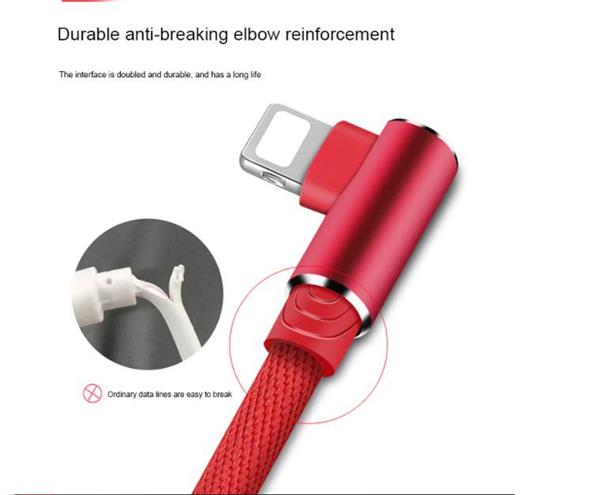 Grote foto drphone d9 lightning dubbele 90 haakse nylon gevlochten 3.0a kabel 1 meter datasynchronisatie telecommunicatie opladers en autoladers