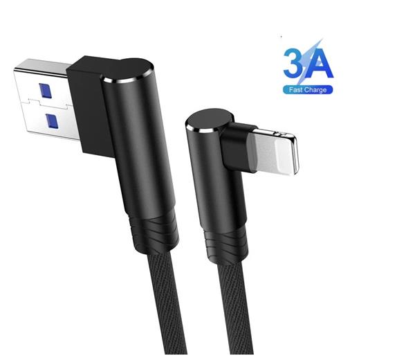Grote foto drphone d9 lightning dubbele 90 haakse nylon gevlochten 3.0a kabel 1 meter datasynchronisatie telecommunicatie opladers en autoladers