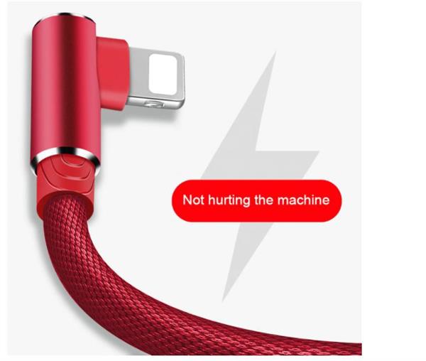 Grote foto drphone d9 lightning dubbele 90 haakse nylon gevlochten 3.0a kabel 1 meter datasynchronisatie telecommunicatie opladers en autoladers