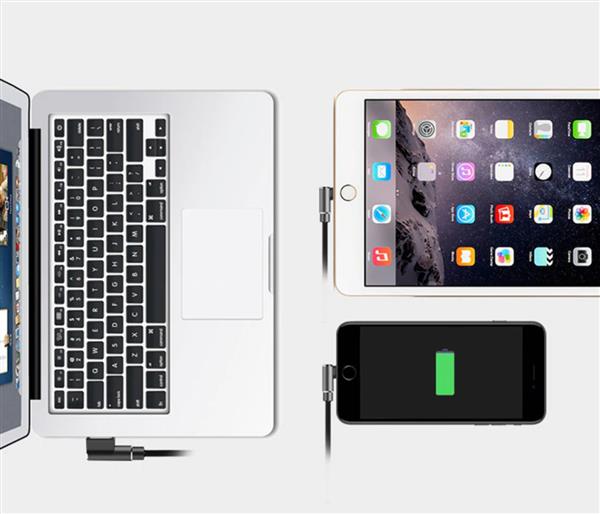 Grote foto drphone d9 lightning dubbele 90 haakse nylon gevlochten 3.0a kabel 1 meter datasynchronisatie telecommunicatie opladers en autoladers