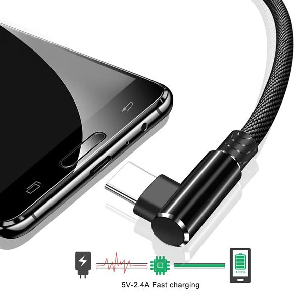 Grote foto drphone d9 lightning dubbele 90 haakse nylon gevlochten 3.0a kabel 1 meter datasynchronisatie telecommunicatie opladers en autoladers