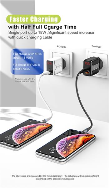 Grote foto drphone halo5 qualcom 3.0 quick charge 18w thuislader met pd qc3.0 type c fast charger led display telecommunicatie opladers en autoladers
