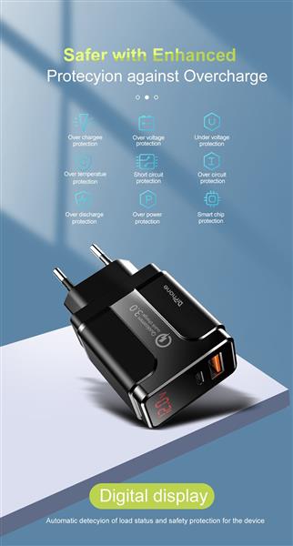 Grote foto drphone halo5 qualcom 3.0 quick charge 18w thuislader met pd qc3.0 type c fast charger led display telecommunicatie opladers en autoladers