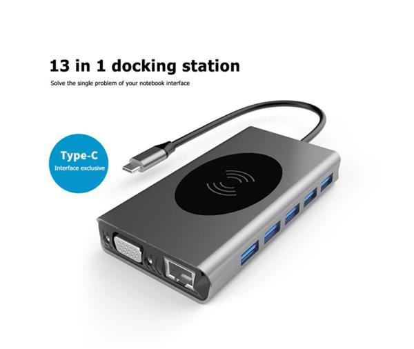 Grote foto drphone md6 13 in 1 usb c hub adapter uitbreiding poorten 4k hdmi vga ethernet draadloos op computers en software overige computers en software