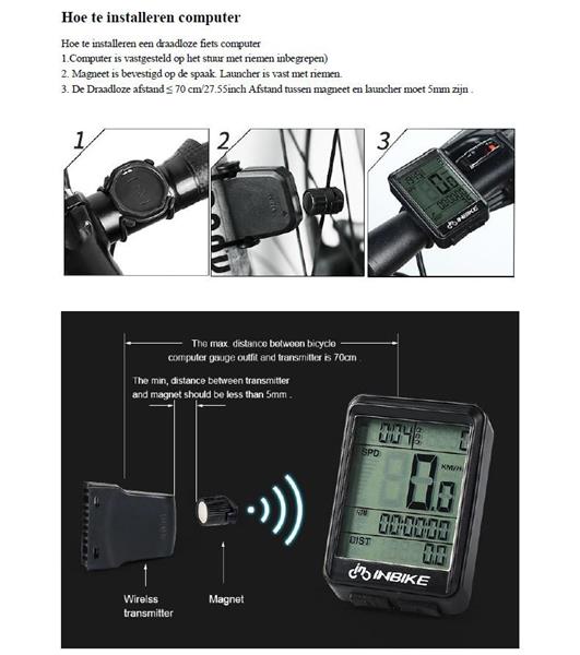 Grote foto drphone fcs5 draadloze fietscomputer snelheidsmeter kilometerstand teller stopwatch odo en me computers en software overige computers en software