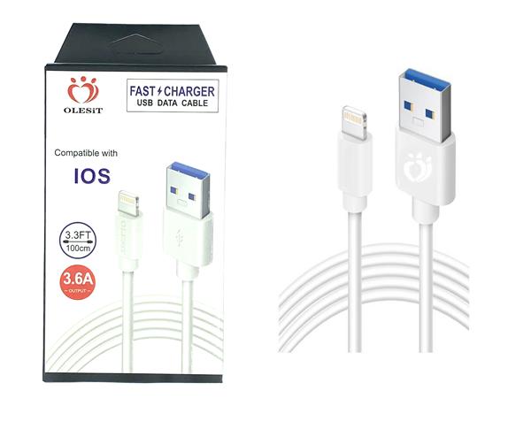 Grote foto olesit lightning 1 meter fast charge 3.6a snelle oplaadkabel veilig laden data sync transfer telecommunicatie opladers en autoladers