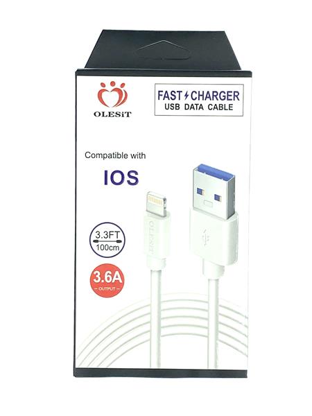 Grote foto olesit lightning 1 meter fast charge 3.6a snelle oplaadkabel veilig laden data sync transfer telecommunicatie opladers en autoladers