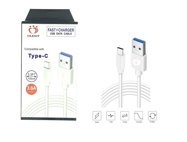 Grote foto olesit usb c type c 1 meter fast charge 3.6a snelle oplaadkabel veilig laden data sync tra telecommunicatie opladers en autoladers