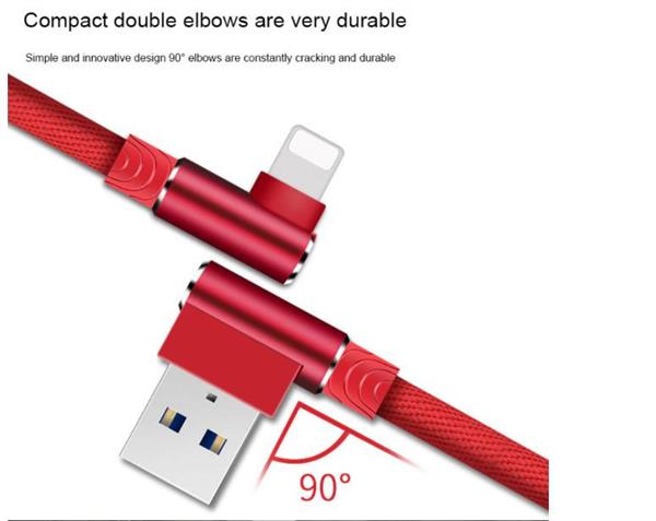 Grote foto drphone d9 pro lightning dubbele 90 haakse nylon gevlochten 3.0a kabel 2 meter datasynchronisati telecommunicatie opladers en autoladers