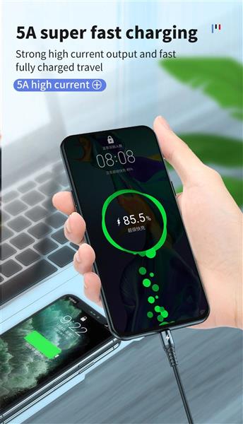 Grote foto drphone mx3 3 in 1 usb kabel led micro usb c lightning apple snellader rood zwart telecommunicatie opladers en autoladers