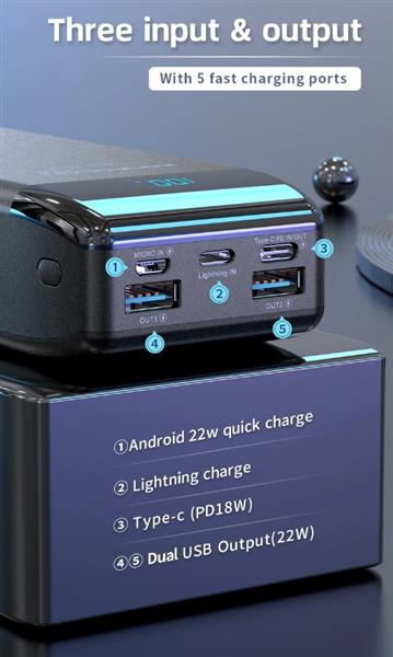 Grote foto drphone pw4 powerbank 30000mah 22.5w draagbare oplader usb c pd 20w met digitale lcd scherm 2 telecommunicatie opladers en autoladers