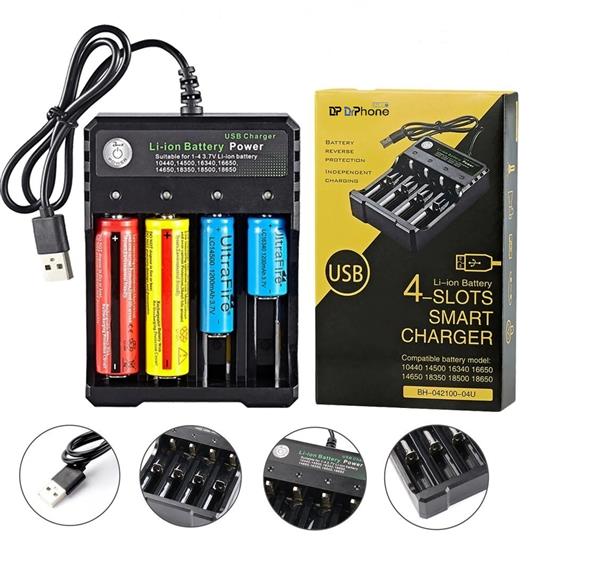 Grote foto drphone bc4s batterijlader 4 slots oplaad indicator usb aansluiting verschillende maten ba telecommunicatie opladers en autoladers