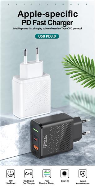 Grote foto drphone halo7 18w qualcomm 3.0 quick charge thuislader usb c input snel lader met intelligente telecommunicatie opladers en autoladers