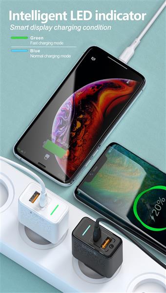Grote foto drphone halo7 18w qualcomm 3.0 quick charge thuislader usb c input snel lader met intelligente telecommunicatie opladers en autoladers