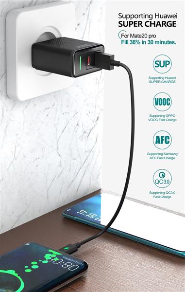 Grote foto drphone halo7c 18w qualcom 3.0 quick charge thuislader usb c input snel lader met intelligente telecommunicatie opladers en autoladers