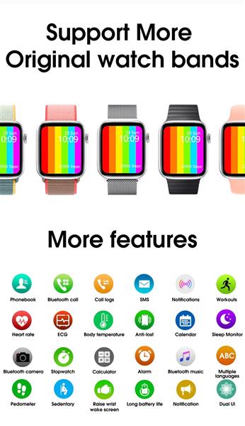 Grote foto drphone epsilon3 smartwatch 1.75 ips display 44mm thermometer notificaties sporthorloge v kleding dames horloges