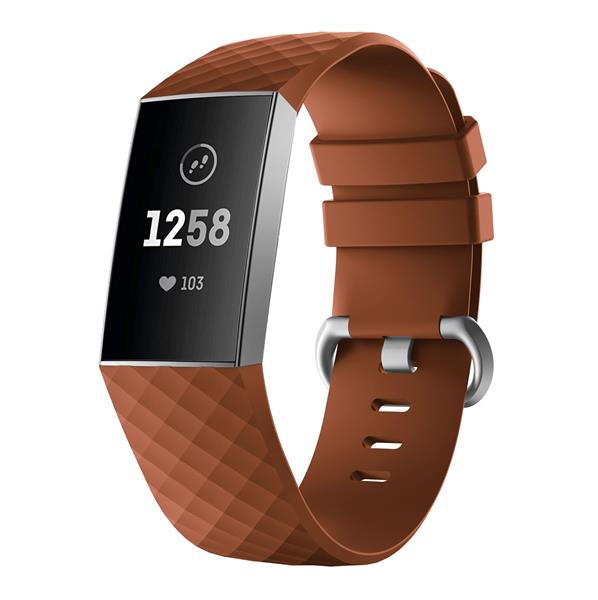 Grote foto drphone hb1 horloge band siliconen fitbit charge 3 regelbare standen grijze gesp bruin kleding dames horloges