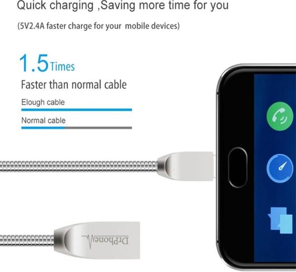 Grote foto drphone halom1 18w snellader metalen usb c kabel anti knik led indicator 1 meter zwart telecommunicatie opladers en autoladers