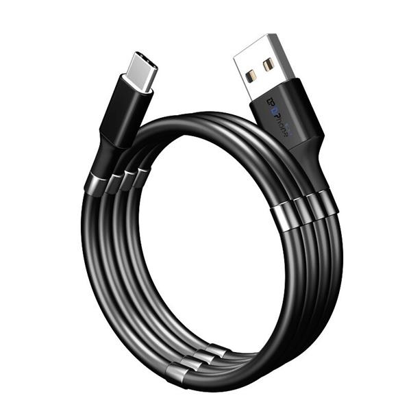 Grote foto drphone mag1 usb c 3a kabel type c magnetisch oprolsysteem 1 meter oplaadkabel zwart telecommunicatie opladers en autoladers