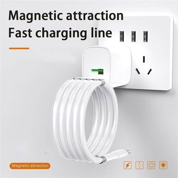 Grote foto drphone mag1 usb c 3a kabel type c magnetisch oprolsysteem 1 meter oplaadkabel zwart telecommunicatie opladers en autoladers