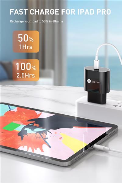 Grote foto drphone pdk lunar 20w thuislader 1m usb c naar lightning kabel 9v fastcharge voor o.a iphone 12 telecommunicatie opladers en autoladers
