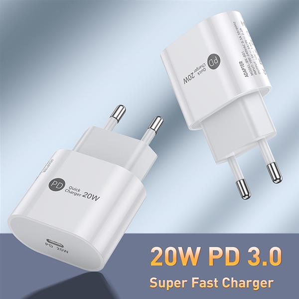 Grote foto drphone pdk lunar 20w thuislader 2m usb c naar lightning kabel 9v fastcharge voor o.a iphone 12 telecommunicatie opladers en autoladers