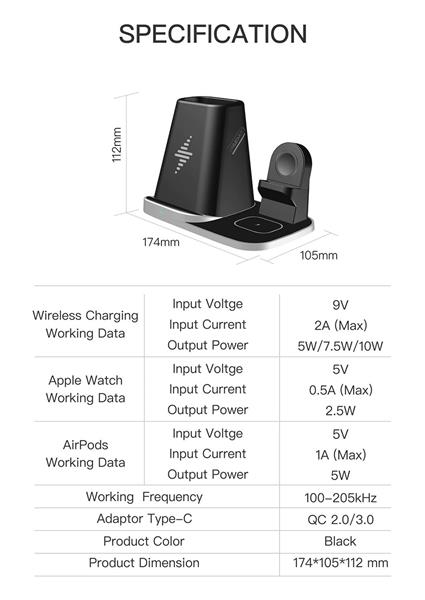 Grote foto drphone level2 draadloze oplader 4 in 1 docking station oplaadstation airpods apple watch telecommunicatie opladers en autoladers