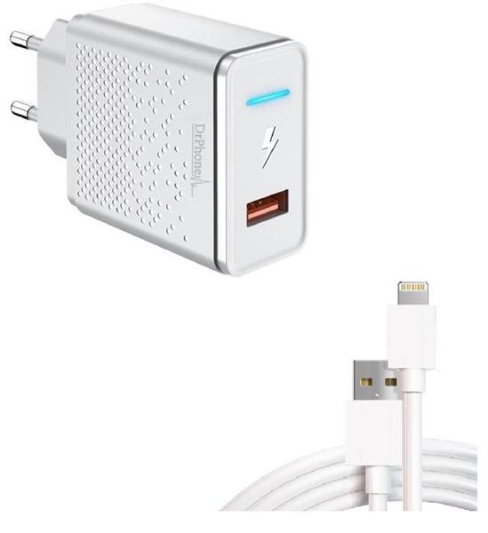 Grote foto drphone ls3 18w oplader kabel lader met led indicator 3 meter kabel voor o.a iphone ipad m telecommunicatie opladers en autoladers