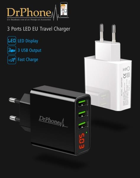 Grote foto drphone as2 usb c 3a kabel magnetisch 1 meter thuislader 3 poorten usb fast charge lader led telecommunicatie opladers en autoladers