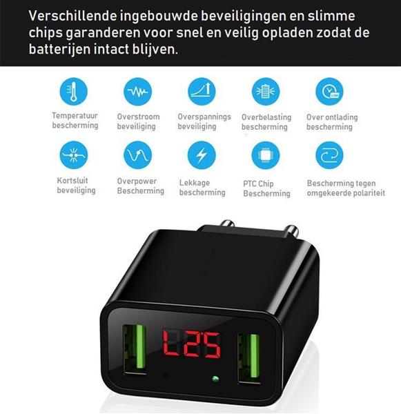 Grote foto drphone icon magnetische lightning oplaadkabel 3a thuislader 2 poorten usb oplader 2.2a met led telecommunicatie opladers en autoladers