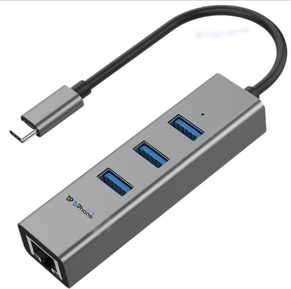 Grote foto drphone rj2 usb type c to gigabit ethernet adapter plug and play 3 usb 3.0 poorten zilver computers en software overige computers en software