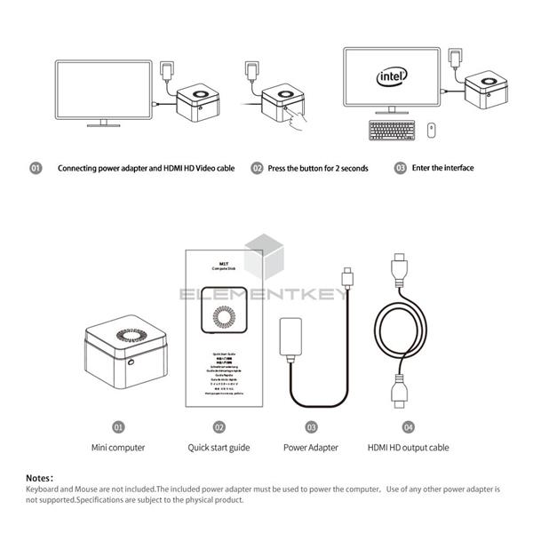 Grote foto elementkey inix ultra klein mini pc intel celeron j4125 2.7ghz 8gb ram 256gb ssd zwart computers en software overige computers en software