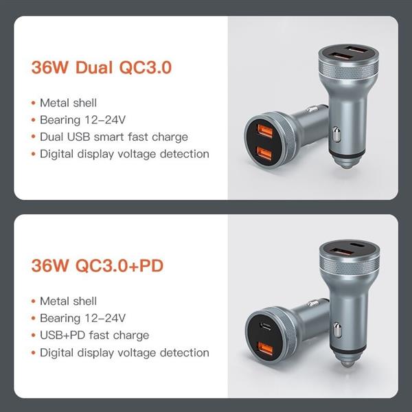 Grote foto drphone invisible4 autolader qc3.0 3a 9v usb c met pd 18w snel opladen 36w met digitale displa telecommunicatie opladers en autoladers