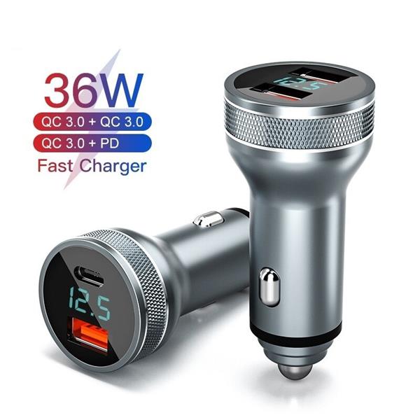 Grote foto drphone invisible4 autolader qc3.0 3a 9v usb c met pd 18w snel opladen 36w met digitale displa telecommunicatie opladers en autoladers