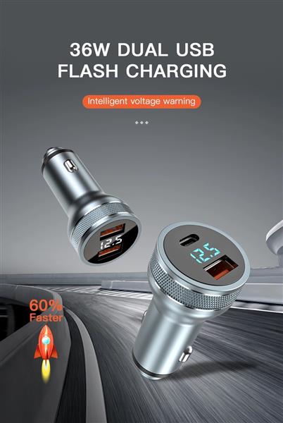 Grote foto drphone invisible4 autolader qc3.0 3a 9v usb c met pd 18w snel opladen 36w met digitale displa telecommunicatie opladers en autoladers