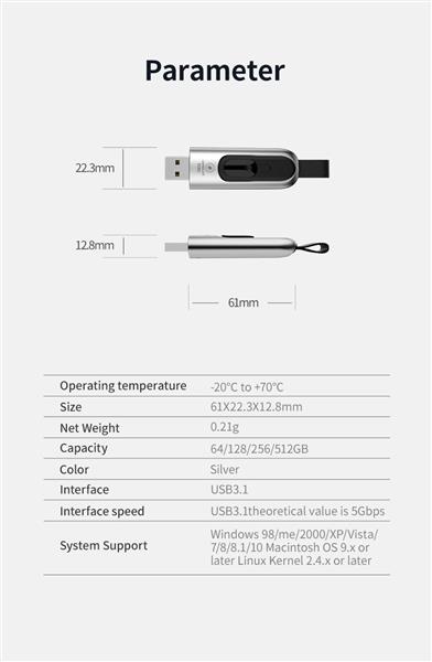 Grote foto luxwallet pd1 metalen usb3.1 3.0 flash drive usb stick 512gb leessnelheid tot 100mb s push p computers en software overige computers en software