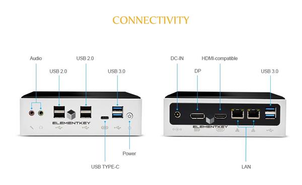 Grote foto elementkey air2 mini computer i5 8250u 3.4 ghz 8gb ram 256gb nvme ssd windows 11 pro pc computers en software overige computers en software