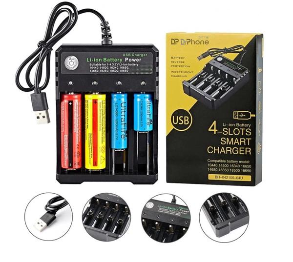 Grote foto drphone bc4s batterijlader 4 sloten indicator usb aansluiting 10440 14500 16340 16650 1465 telecommunicatie opladers en autoladers