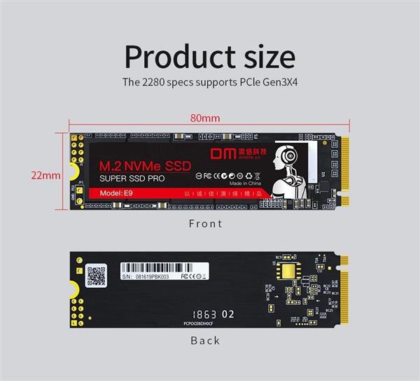 Grote foto luxwallet dm e9 m.2 nvme 2280 solid state drive ssd ondersteunt pcle gen3x4 1tb computers en software overige computers en software