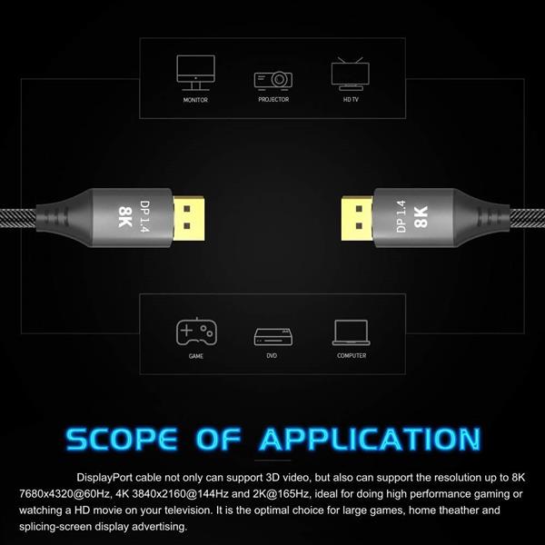 Grote foto drphone h120 8k ultra hd 1 meter displayport naar displayport 1.4 male naar male kabel telecommunicatie opladers en autoladers