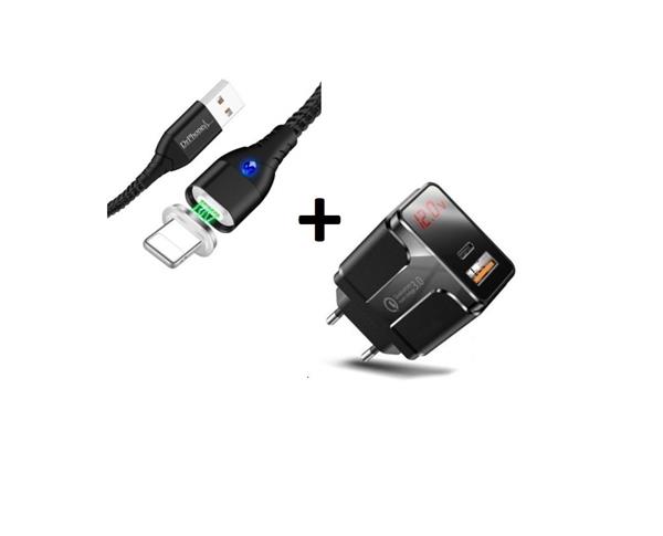 Grote foto drphone ops 2 quick charge 18w thuislader 2 meter magnetische iphone ipad lightning 3a led lig telecommunicatie opladers en autoladers