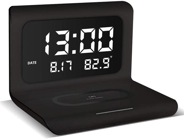 Grote foto drphone xk4 digitale wekker met draadloos opladen led display geschikt voor smartphones met qi telecommunicatie opladers en autoladers