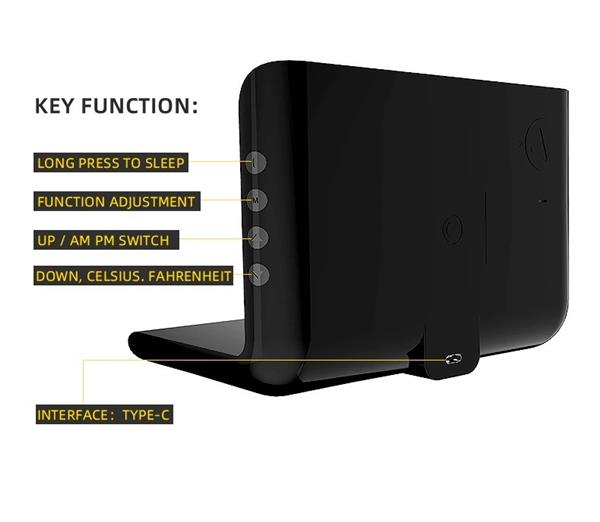 Grote foto drphone xk4 digitale wekker met draadloos opladen led display geschikt voor smartphones met qi telecommunicatie opladers en autoladers