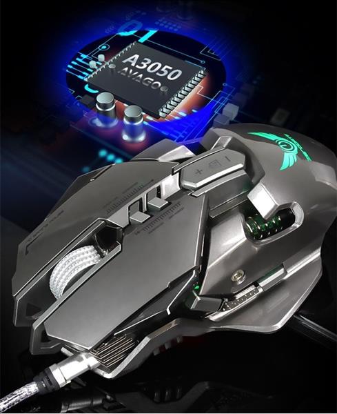 Grote foto elementkey xero mechanische gaming muis 3200 dpi programmeerbaar usb 2.0 bedraad led grijs computers en software overige computers en software