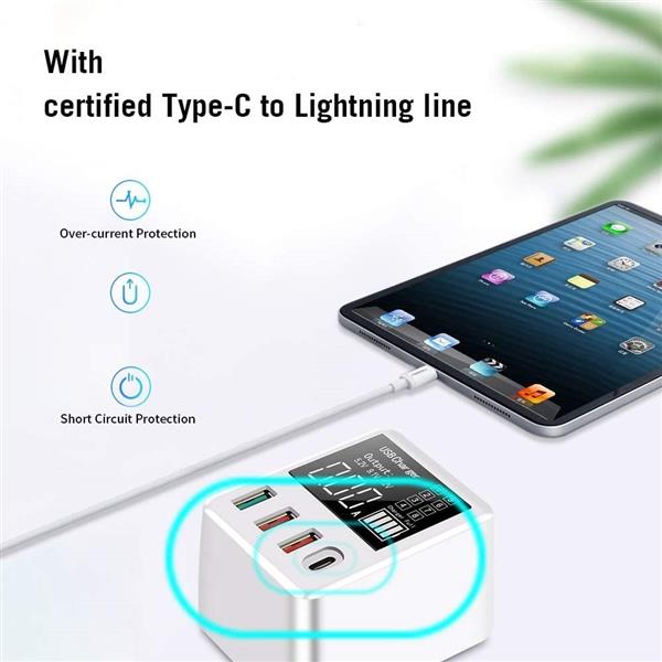 Grote foto drphone wlx intelligent qc 3.0 2.4a pd 3.0 multi poort usb snellader 40w met lcd scherm snel opl telecommunicatie opladers en autoladers