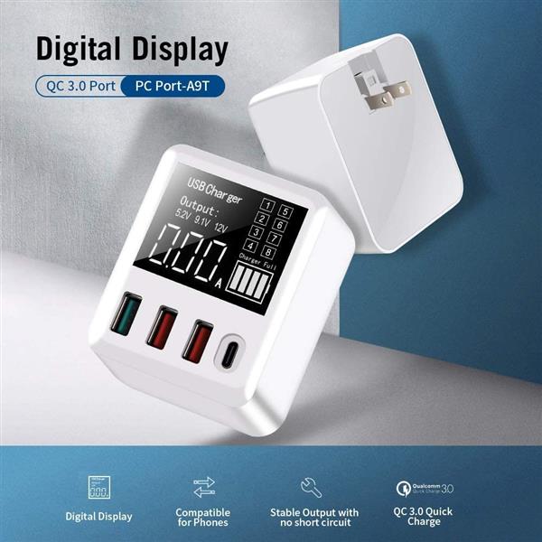 Grote foto drphone wlx intelligent qc 3.0 2.4a pd 3.0 multi poort usb snellader 40w met lcd scherm snel opl telecommunicatie opladers en autoladers