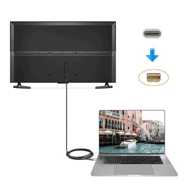 Grote foto drphone md c2 usb c naar mini displayport kabel adapter 4k uhd hdcp 3d 1.8 meter zwart telecommunicatie opladers en autoladers
