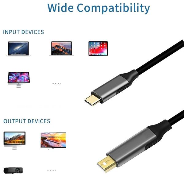 Grote foto drphone md c2 usb c naar mini displayport kabel adapter 4k uhd hdcp 3d 1.8 meter zwart telecommunicatie opladers en autoladers