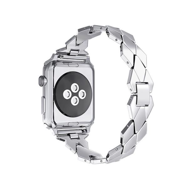 Grote foto apple watch 1 2 3 42mm horloge band armband rvs roestvrij staal ruit ontwerp inclusief adapter kleding dames horloges